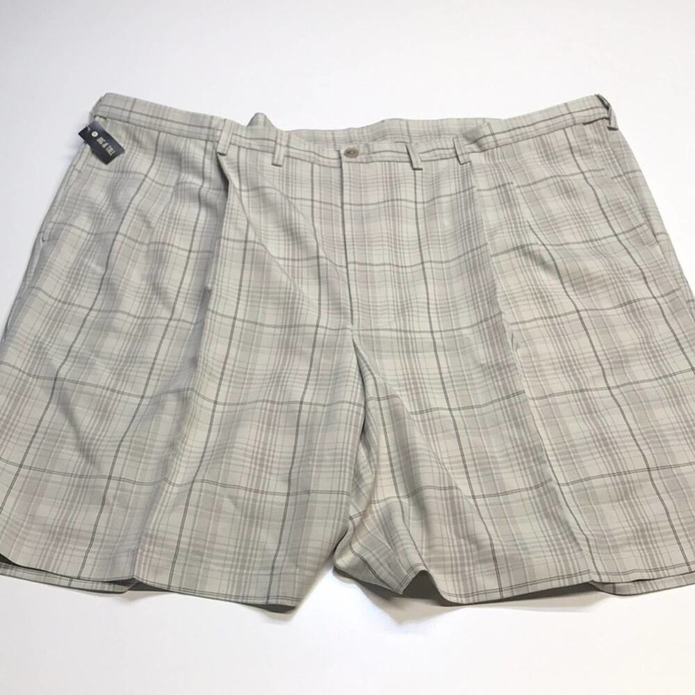 HAGGAR Mens 54 W Tan / Gray Dress Shorts